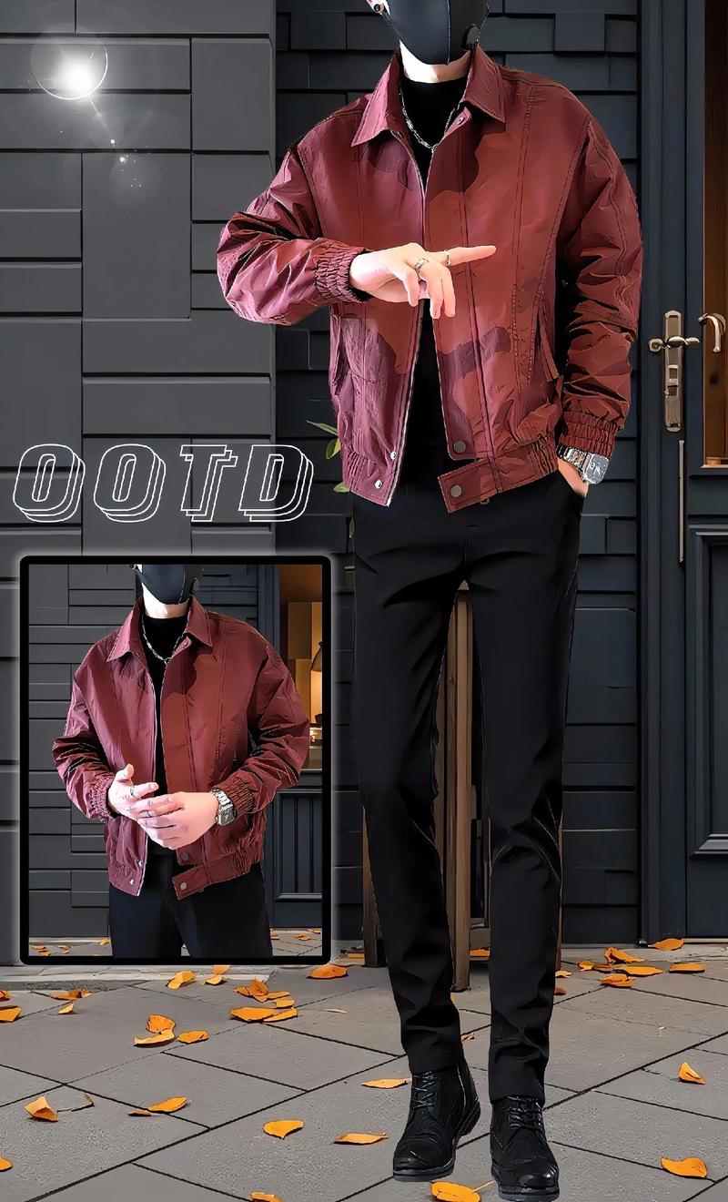 潮男新風尚 2024春秋季痞帥純色夾克，演繹高級感百搭哲學